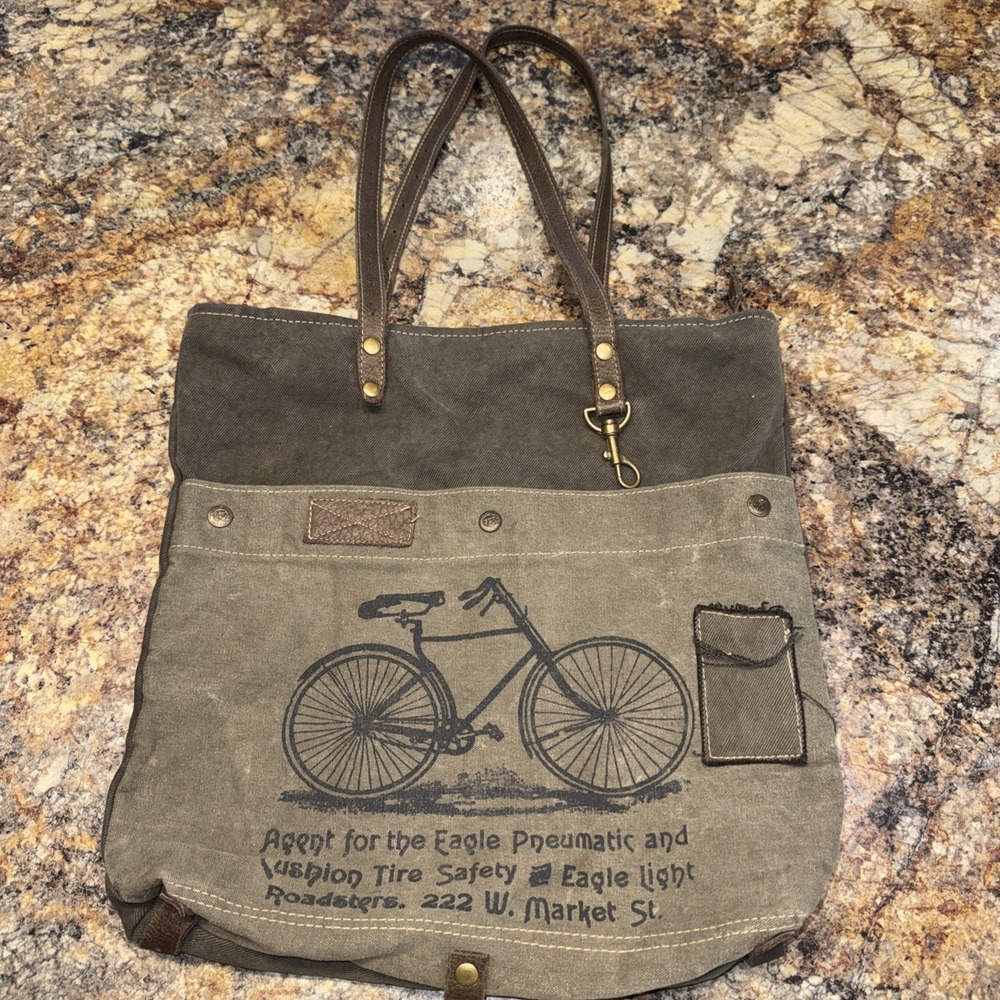 Myra‎ Bags Womens Vtg Look Bicycle Upcycled Materials Tote Bag Purse